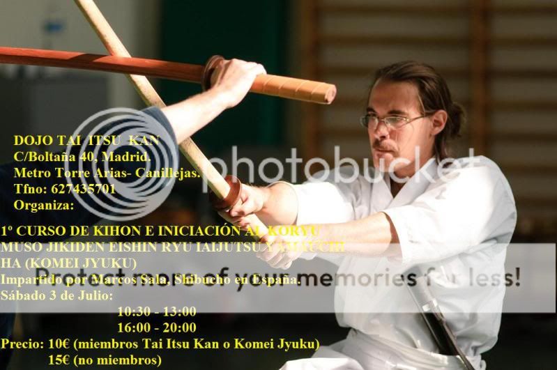 1º Curso de Kihon e iniciación a la escuela tradicional japonesa o Koryu, Muso Jikiden Eishin Ryu iaijutsu Yamauchi ha (Komei Jyuku). Curso