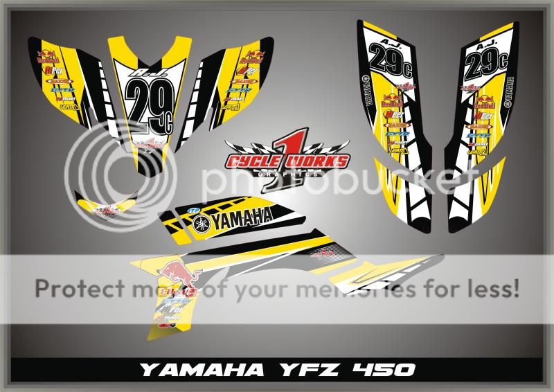 Retro YFZ450 YFZ 450 Yamaha Graphics Semi Custom Graphic Kit Pegantinas Yellow