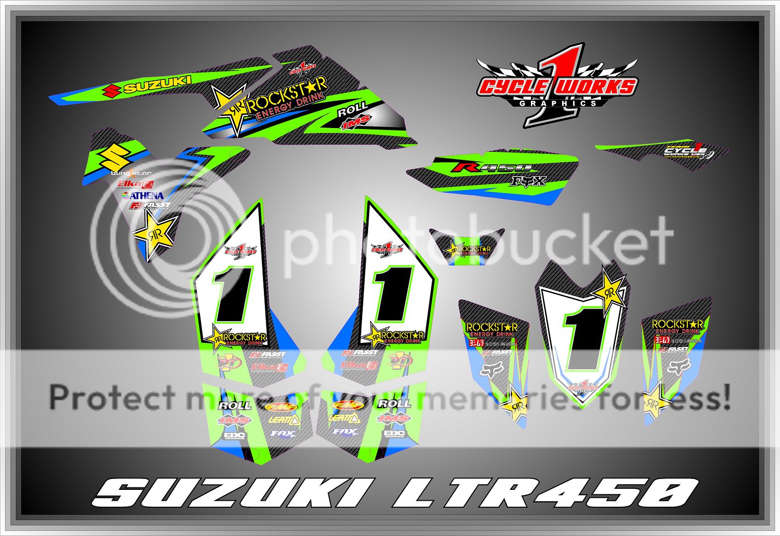 Suzuki Ltr 450 ATV LTR450 Quad Racer Full Set Graphics Kit Pegatinas Carbon