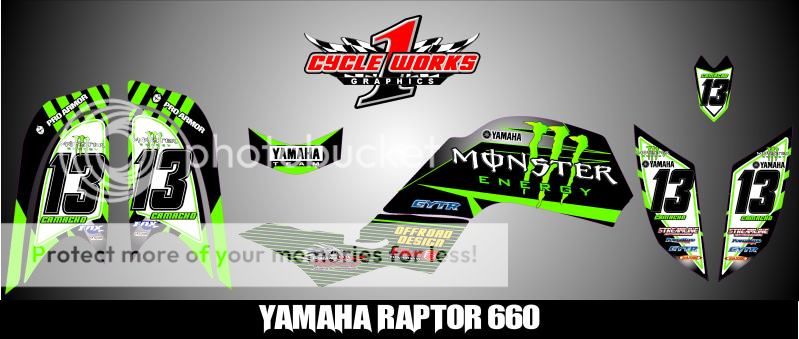 Yamaha Raptor 660 YMF 660 Semi Custom Made Graphics Decals Graficas Pegatinas