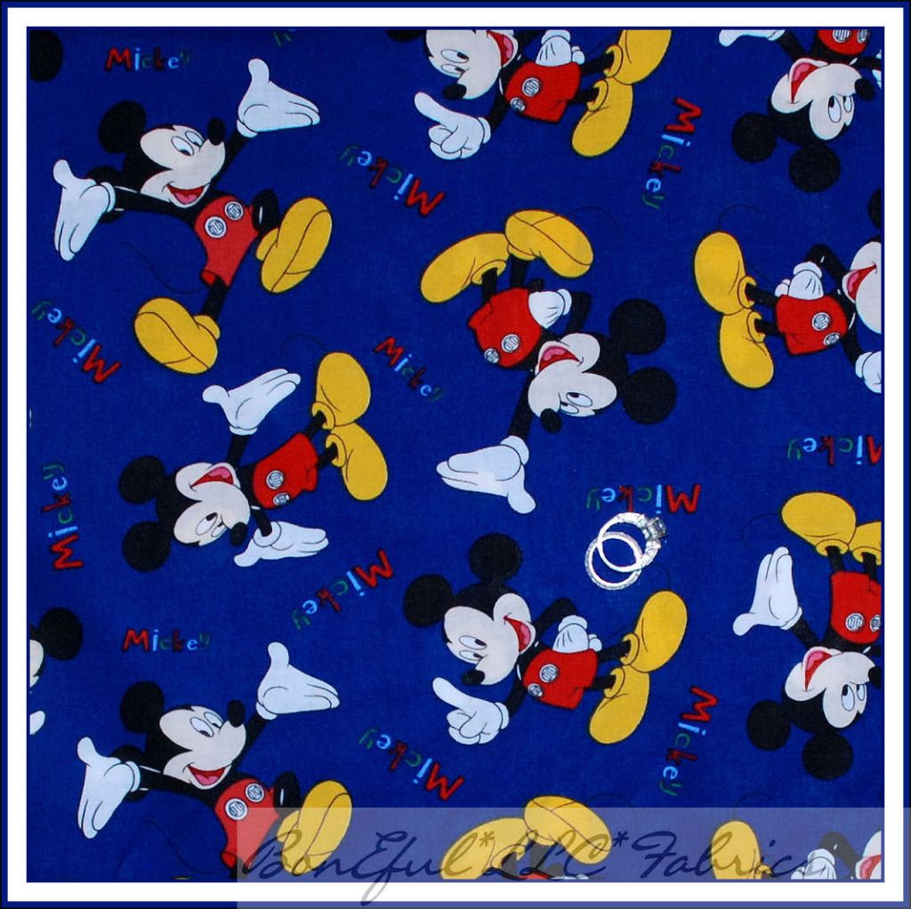 BonEful Fabric FQ Cotton Quilt Vacation Baby BOY DISNEY Mickey Mouse ...