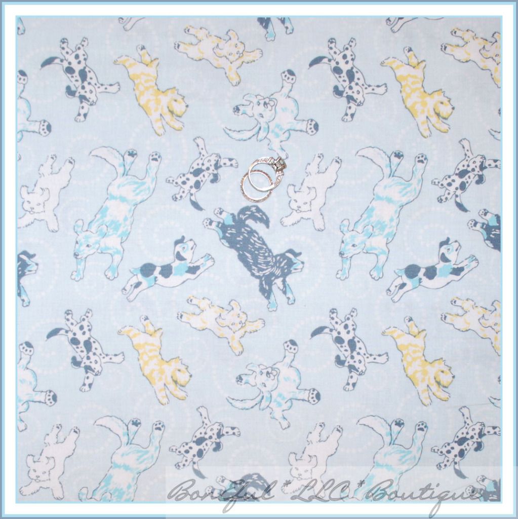 BonEful Fabric FQ Small Large Dog Puppy Play Toy Aqua Blue White Baby Boy Cotton