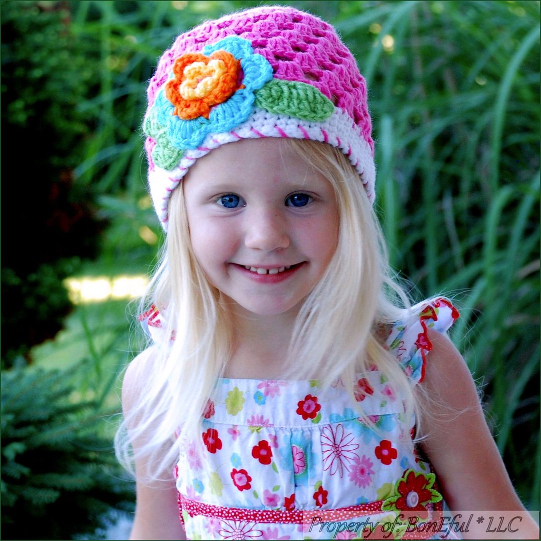 BonEful RTS NEW Boutique Crochet Knit Pink Color Flower Holiday Girl ...