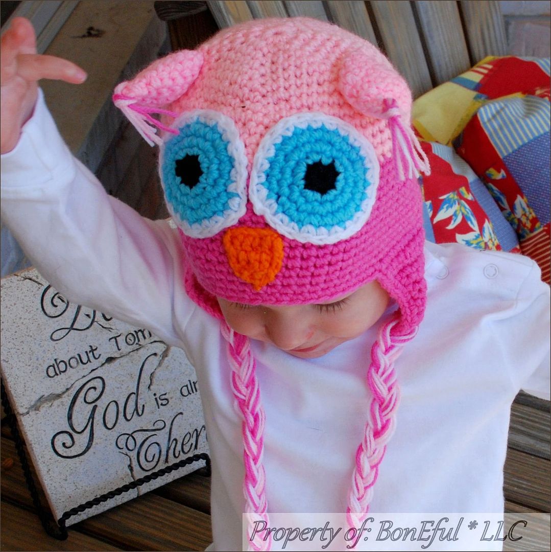 BonEful RTS New Boutique Crochet Soft Knit Baby SM Girl Gift Owl Pink Winter Hat