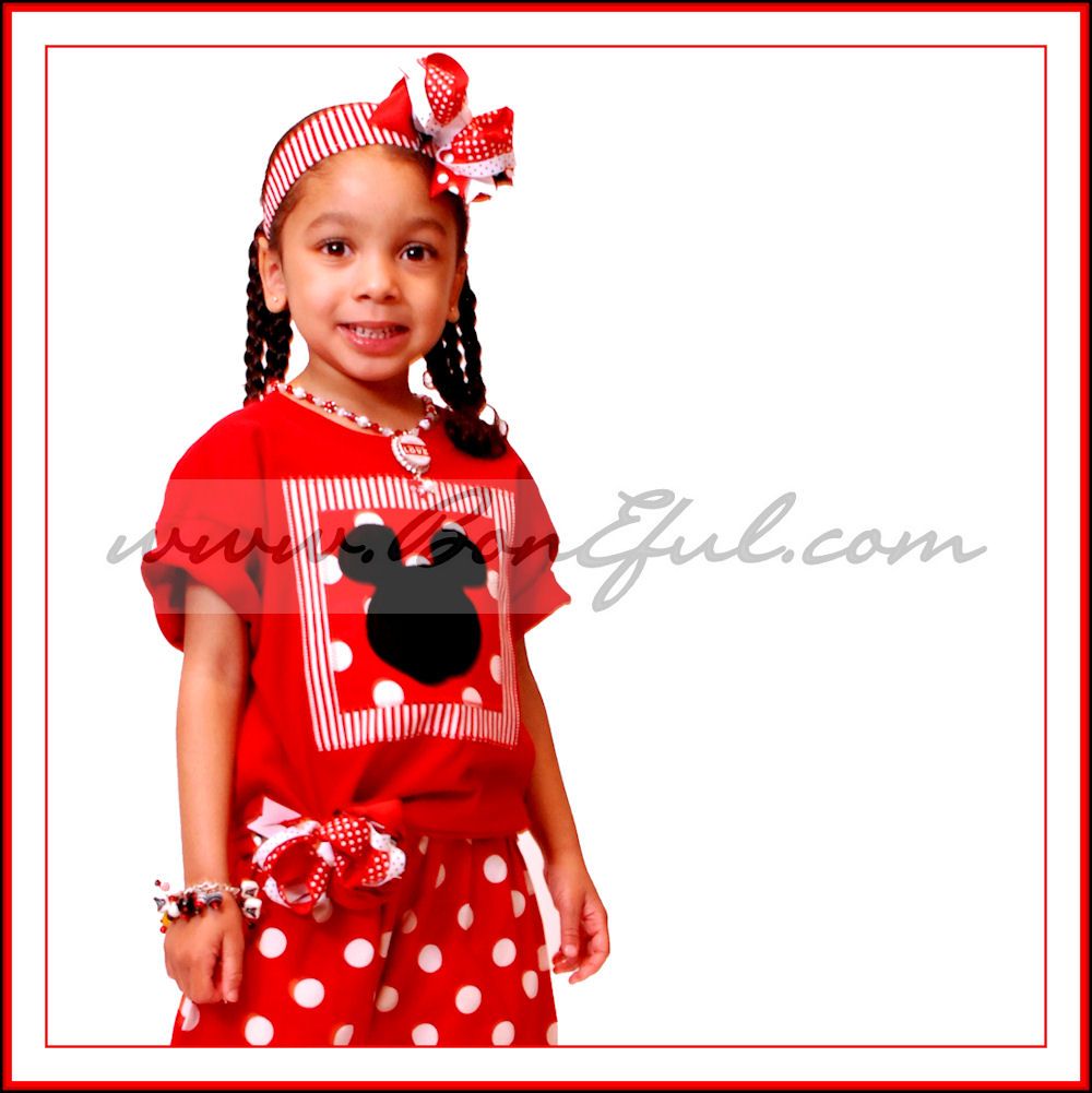 BOOAK Boutique *CUSTOM Girl Disney Minnie Mouse Polka Dot Fabric Red 