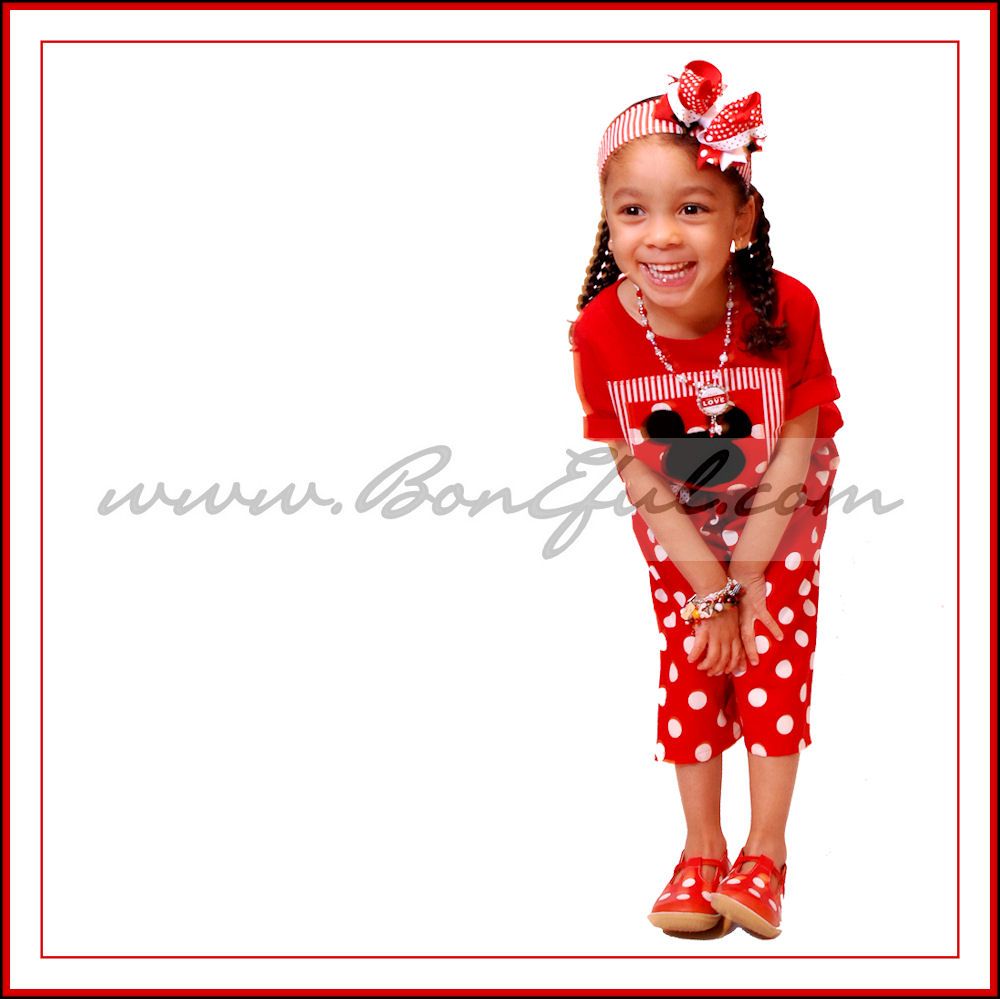BOOAK Boutique *CUSTOM Girl Disney Minnie Mouse Polka Dot Fabric Red 