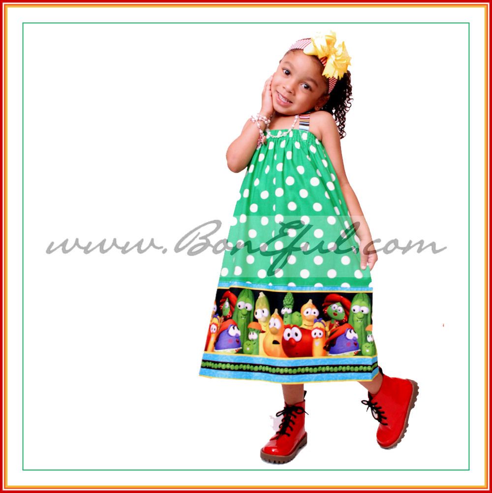   Boutique Custom Veggie Tales Fabric Christian 4 Church Dress Birthday