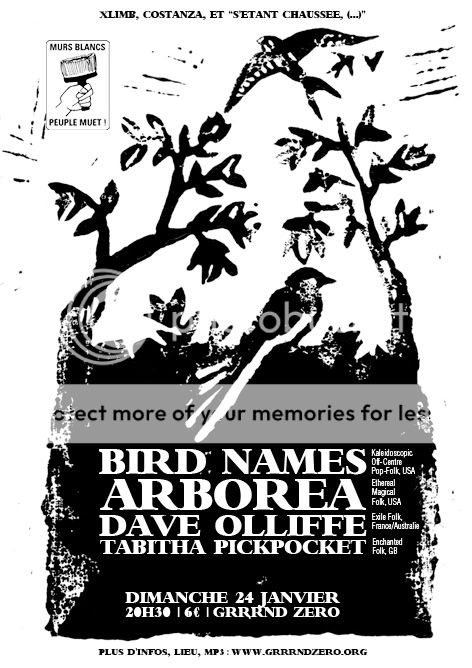 Dim 24 Jan: BIRD NAMES+ARBOREA+DAVE OLLIFFE+TABITHA @ LYON BIRDNAMES