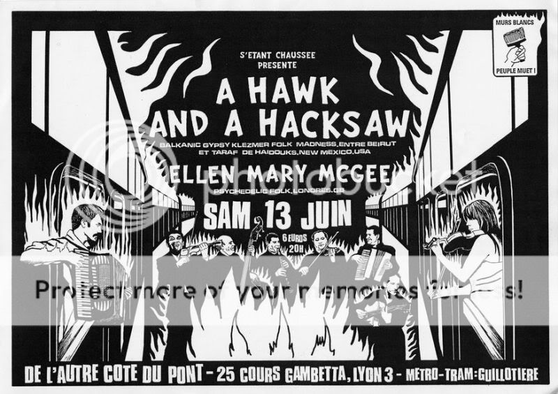 Sam 13 Juin : A HAWK AND A HACKSAW + ELLEN MARY MCGEE @ LYON FlyerAHacksaw