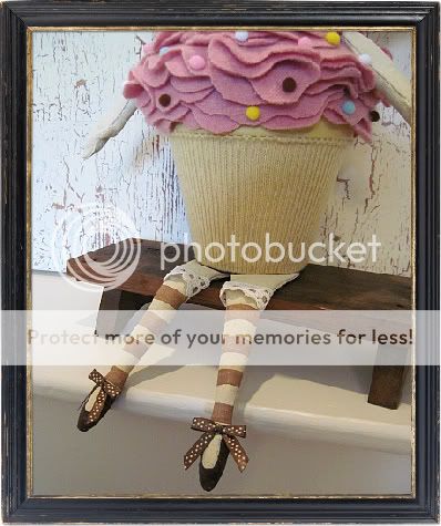 OOAK Art Doll Prim Primitive cupcake HAND PAINTED & SEWN by 