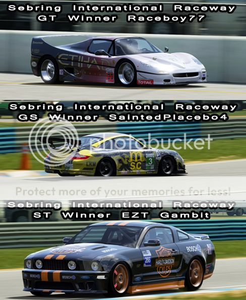 Season 9 Race 1 Sebring International Raceway Dec 2nd 9ClassWinnersSebring