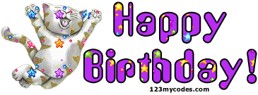animated happy birthday photo: happy birthday 23 cat n stars happybirthday5.gif
