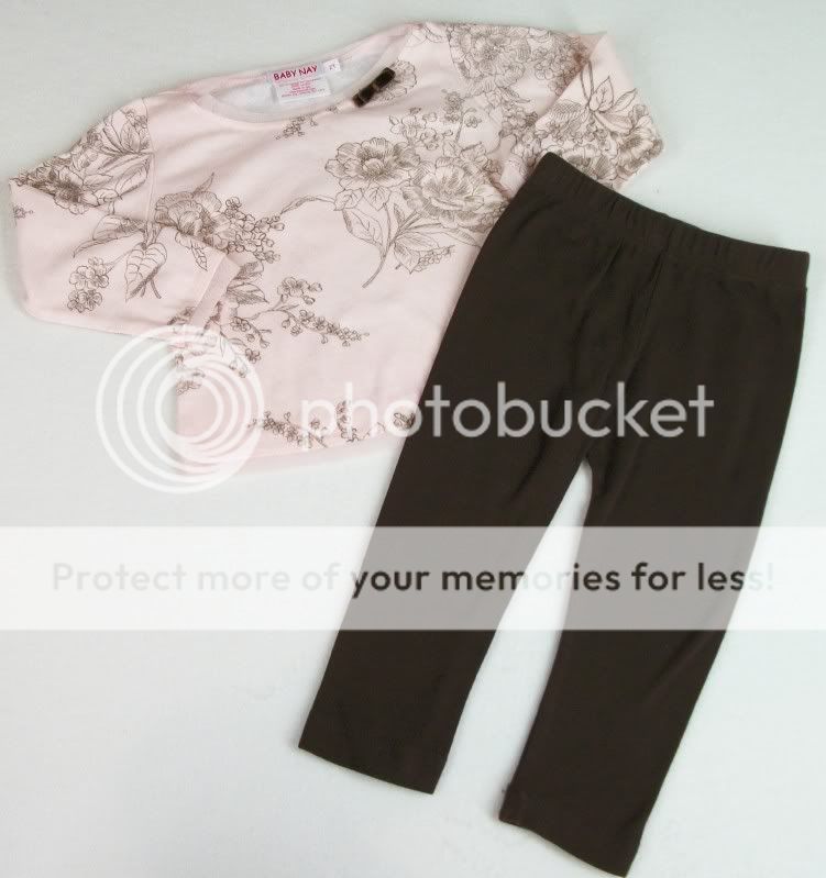 Baby Nay Pink Brown Pants Shirt Flower Set SZ 2T 2 T  