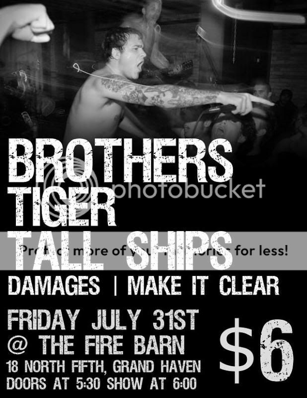 7/31 Brothers, Tall Ships, Tiger, Damages, Make It Clear in Grand Haven Continuancejuly31stsmall-1