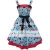 HELL BUNNY CHERRIE PIN UP BLUE VINTAGE SUMMER DRESS  
