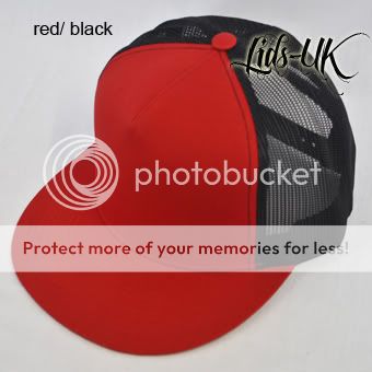 PLAIN FLAT PEAK TRUCKER COTTON HAT CAP BLACK NAVY RED +  