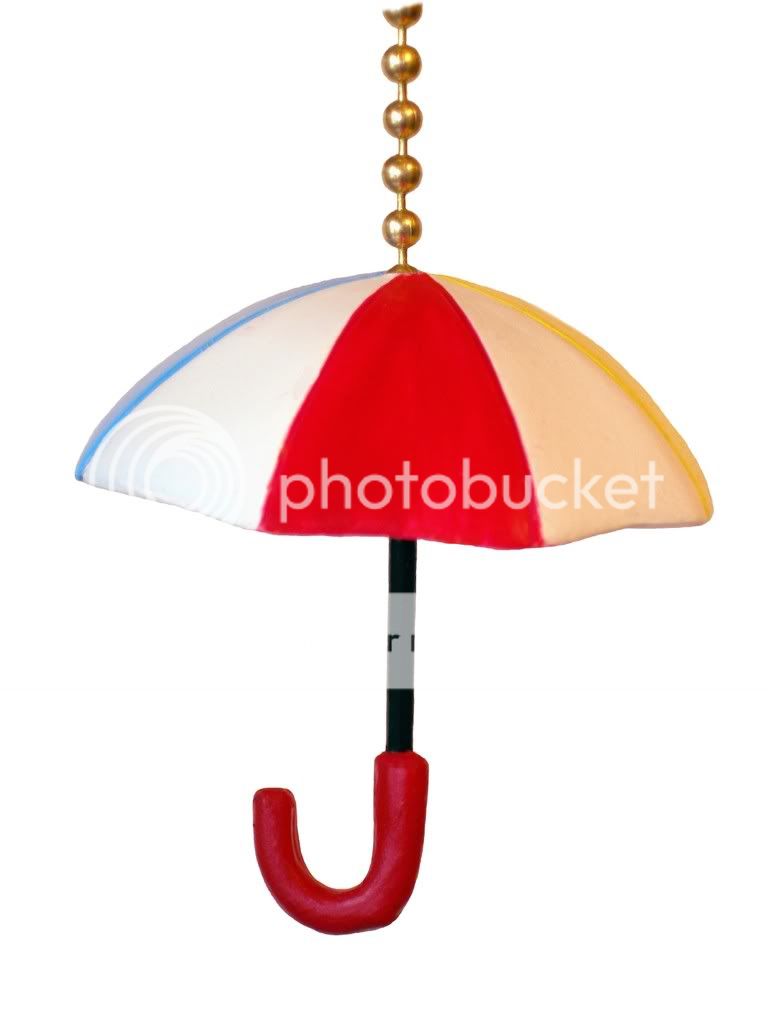 Umbrella Red Nautical Decor Ceiling Fan Light Lamp Pull